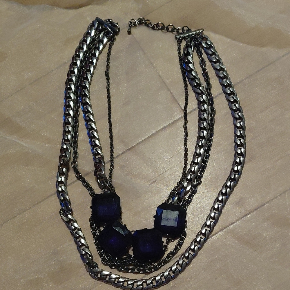 Elegant Silver and Blue Necklace